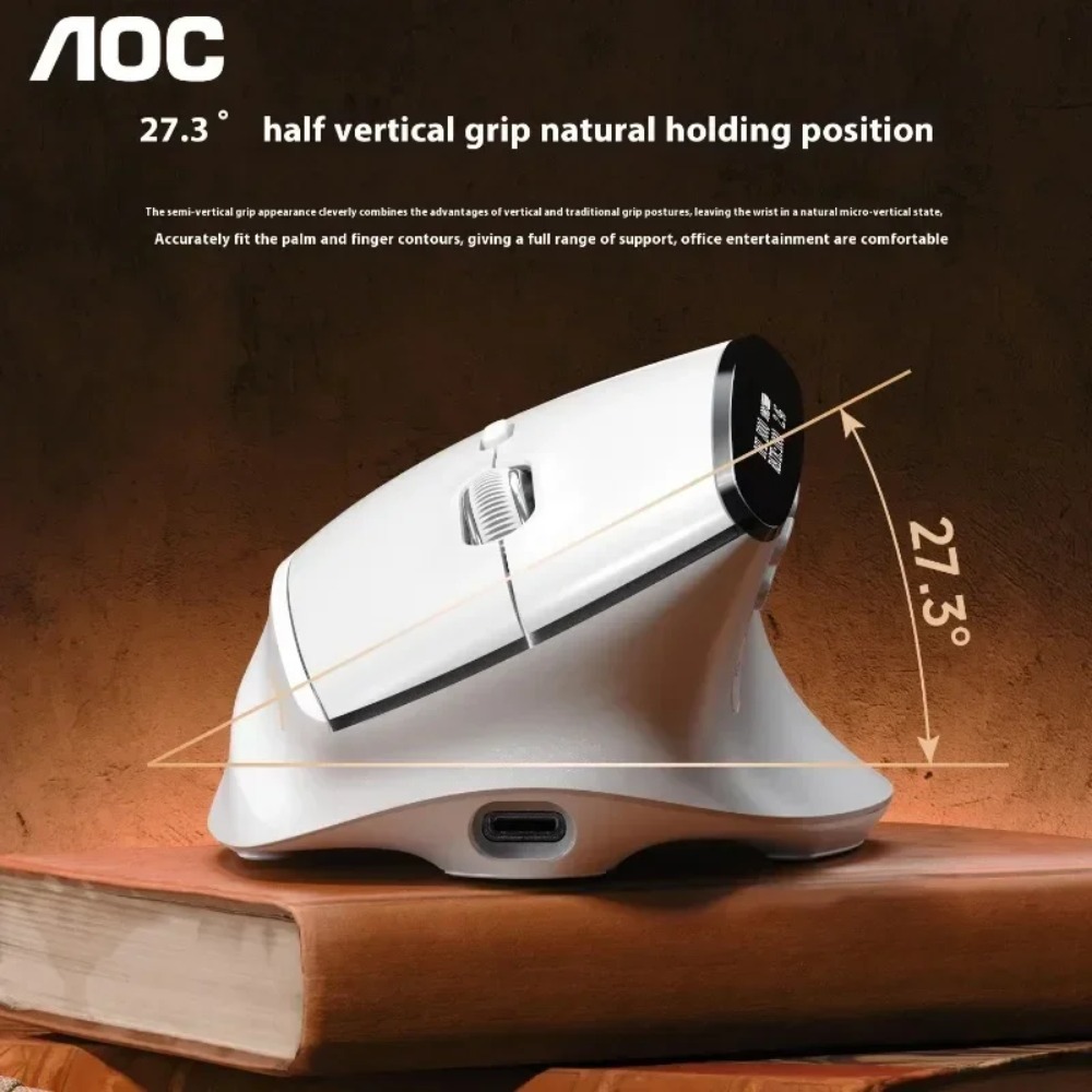 Ergonomic Mouse Vertical - Ratón AOC GM500 con pantalla inteligente,