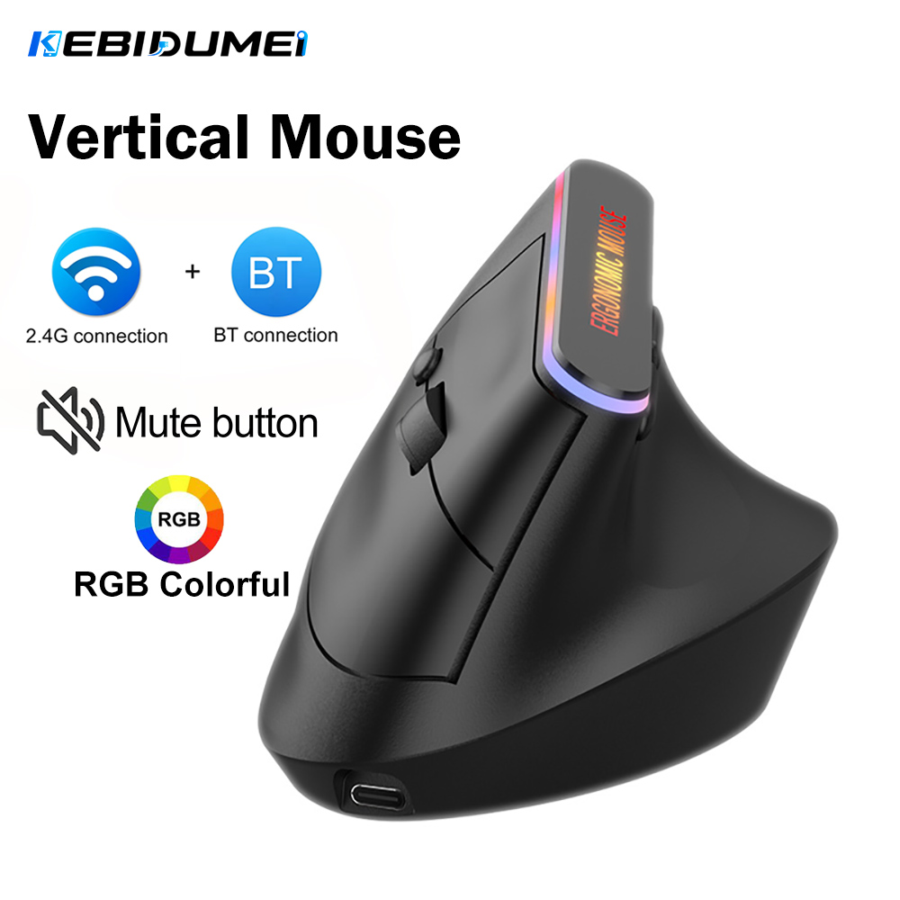Ergonomic Mouse Vertical - Ratón Vertical KEBIDUMEI, Bluetooth 5.2, 2.4G,