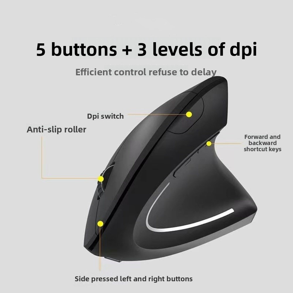 Ergonomic Mouse Vertical - Ratón Vertical silencioso de 2,4G, ratón