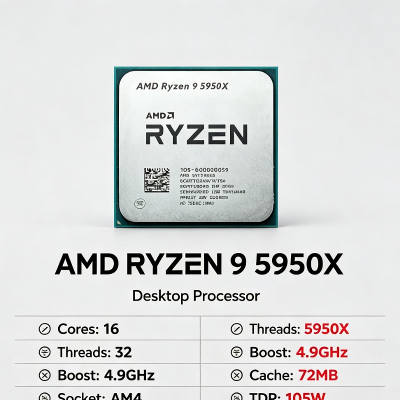 CPU AMD Ryzen 9 5950X de 16 Nú - Amd Cpu Ryzen 9 reseña y precio